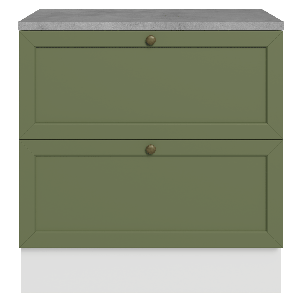 Bajo Mesada de Cocina 80 x 60 cm 2 Cajones (con Mesada) Blanco/Verde Vik Madesa