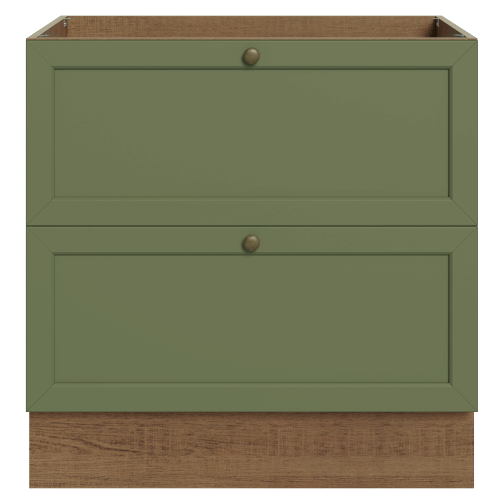 Bajo Mesada de Cocina 80 x 60 cm 2 Cajones (Sin Mesada) Marrón/Verde Vik Madesa