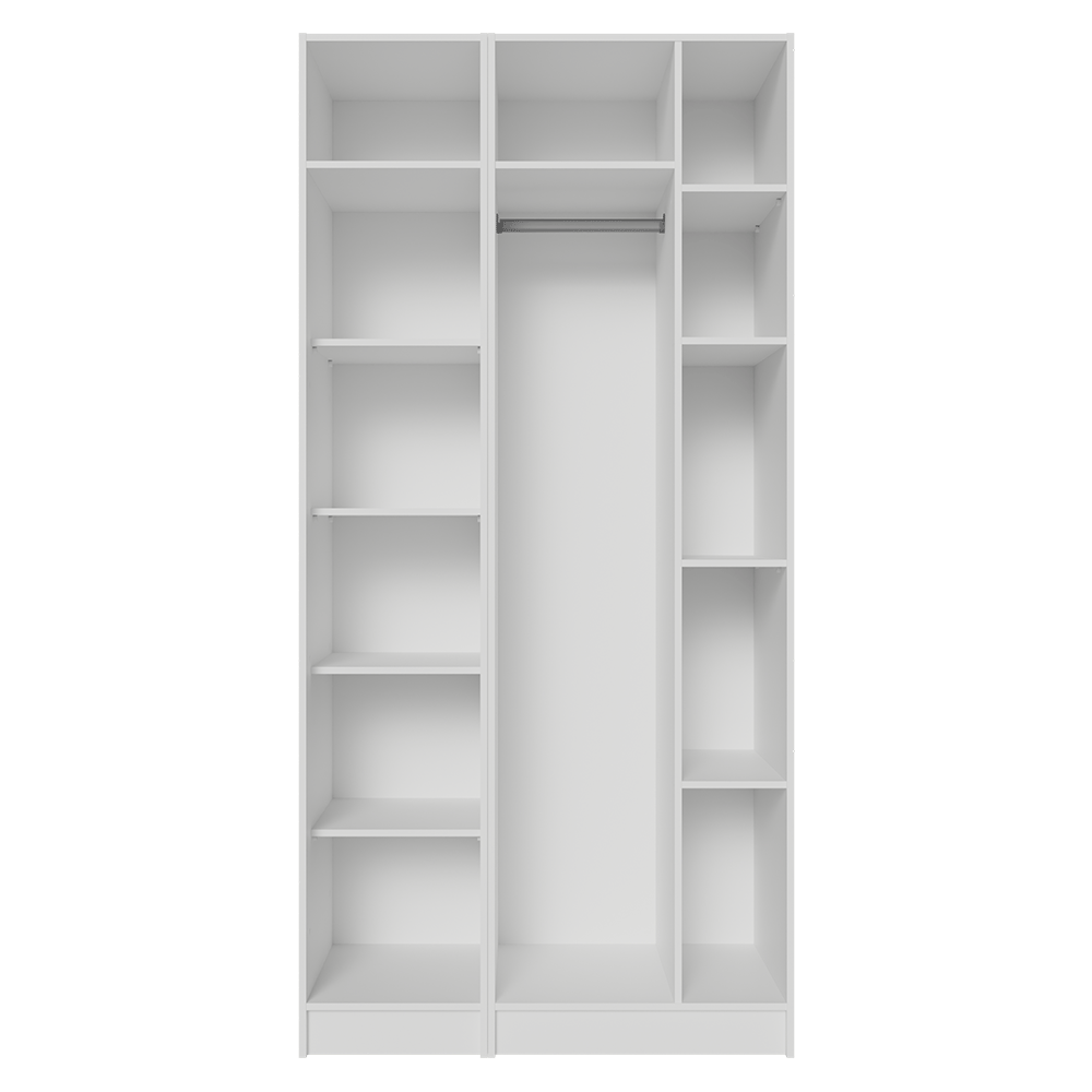 Placard Modular 105 cm 2 Puertas con Espejos y 5 Nichos Blanco Neo Madesa