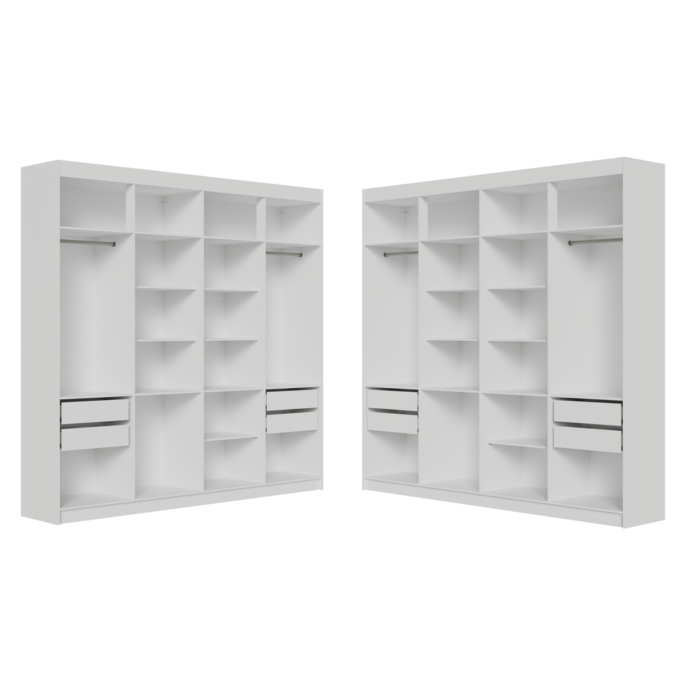 Placard Closet Esquinero 522 cm 8 Cajones Blanco Venus Madesa
