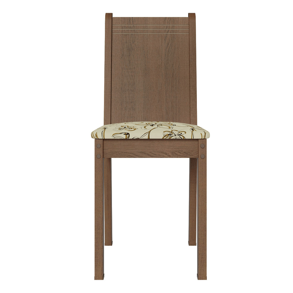 Conjunto Comedor Mesa Mesada de Vidro 4 Sillas Marrón/Lírio Bege Camélia Madesa