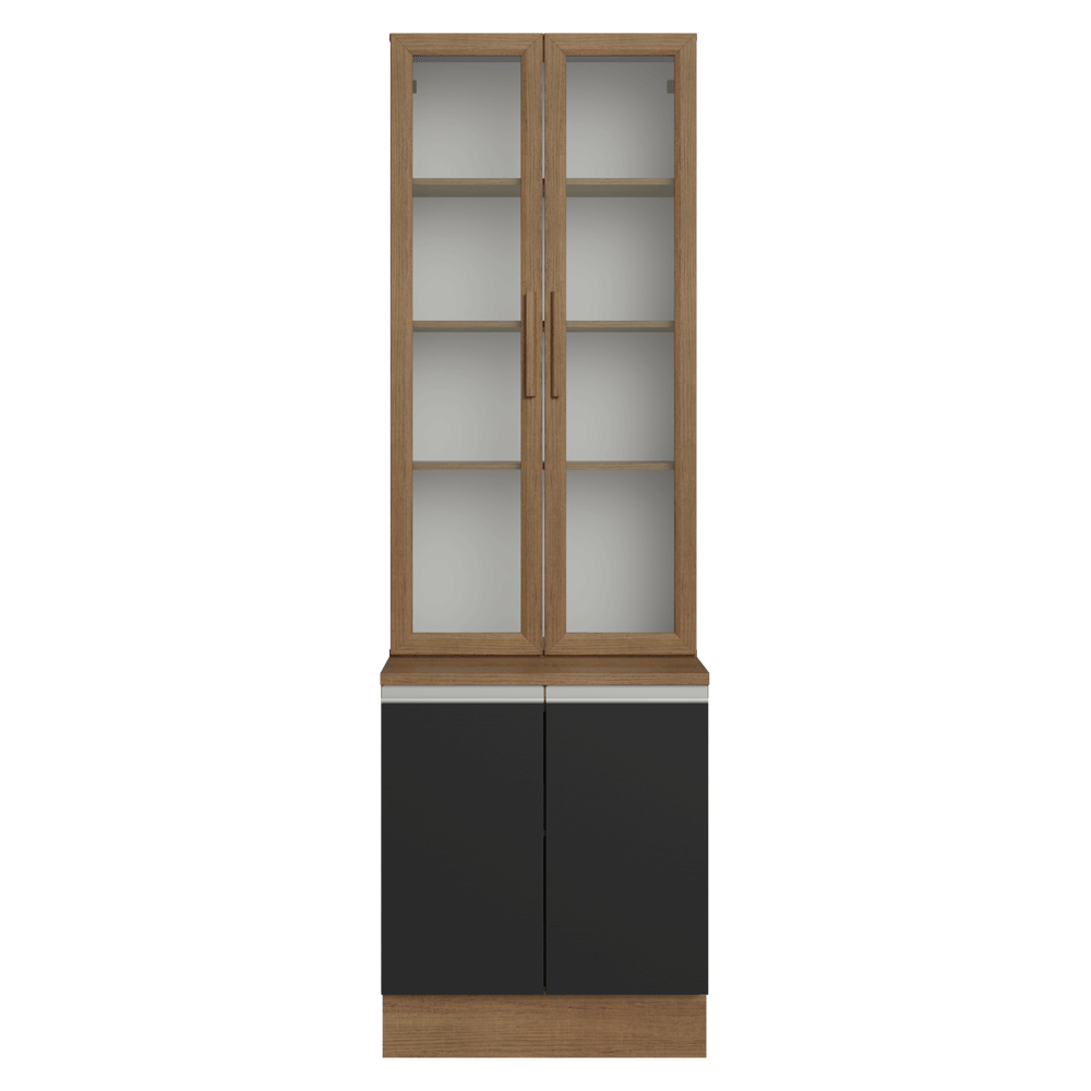 Kit Bajo Mesada + Cristalero 70cm Marrón/Negro Glamy Madesa 02