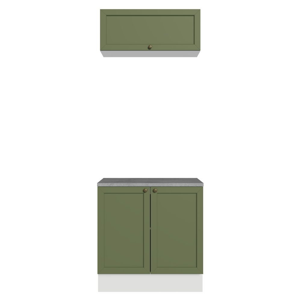 Vanitory 80cm 3 puertas Blanco/Verde Vik 02