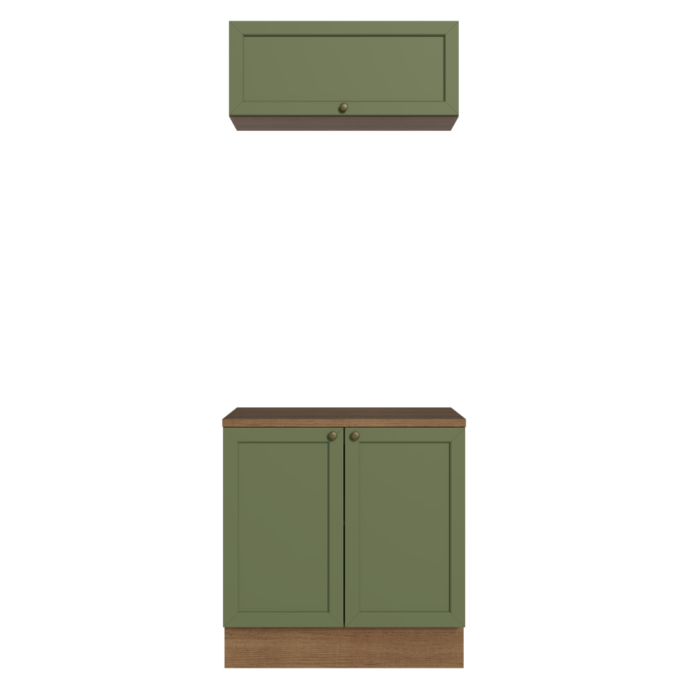 Vanitory 80cm 3 puertas Marrón/Verde Vik 02