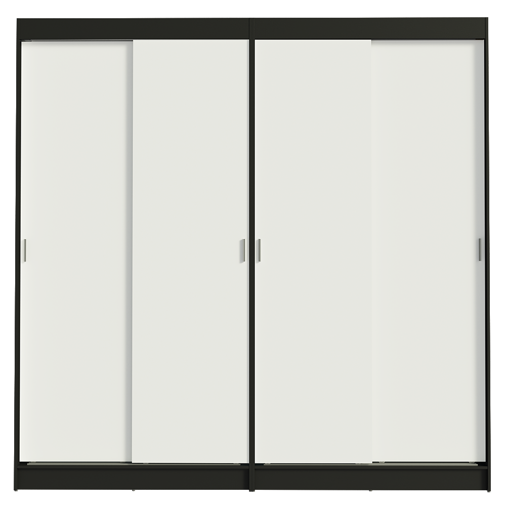 Conjunto 2 Placares 4 Puertas Corredizas Negro/Blanco Tokio Madesa