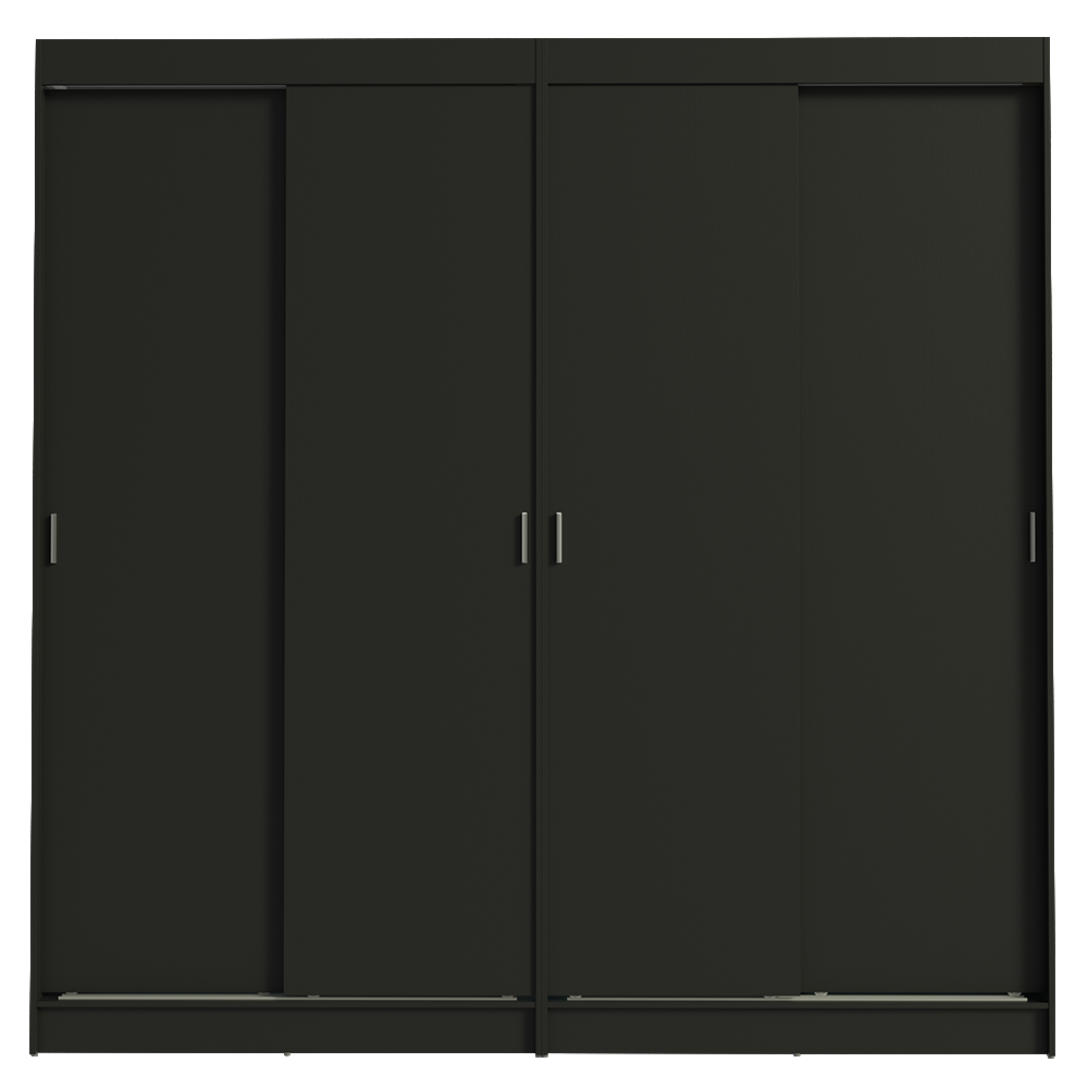Conjunto 2 Placares 4 Puertas Corredizas Negro Tokio Madesa