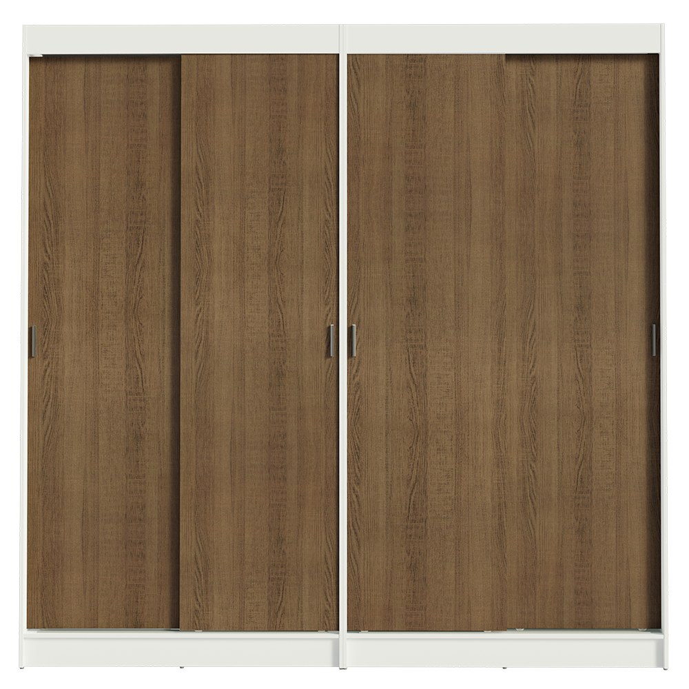 Conjunto 2 Placares 4 Puertas Corredizas Blanco/Marrón Tokio Madesa