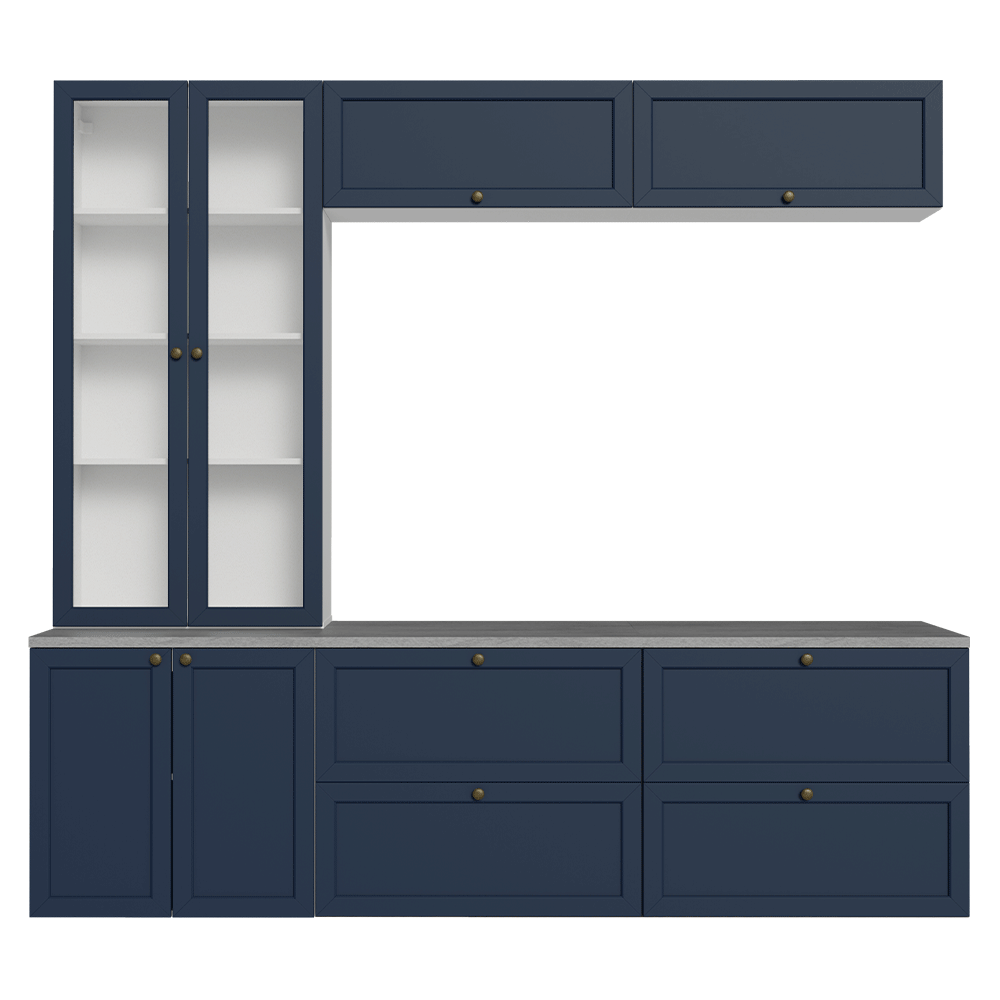 Centros de Entretenimiento con Rack + Cristaleiro 230 cm Blanco/Azul Vik Madesa 01