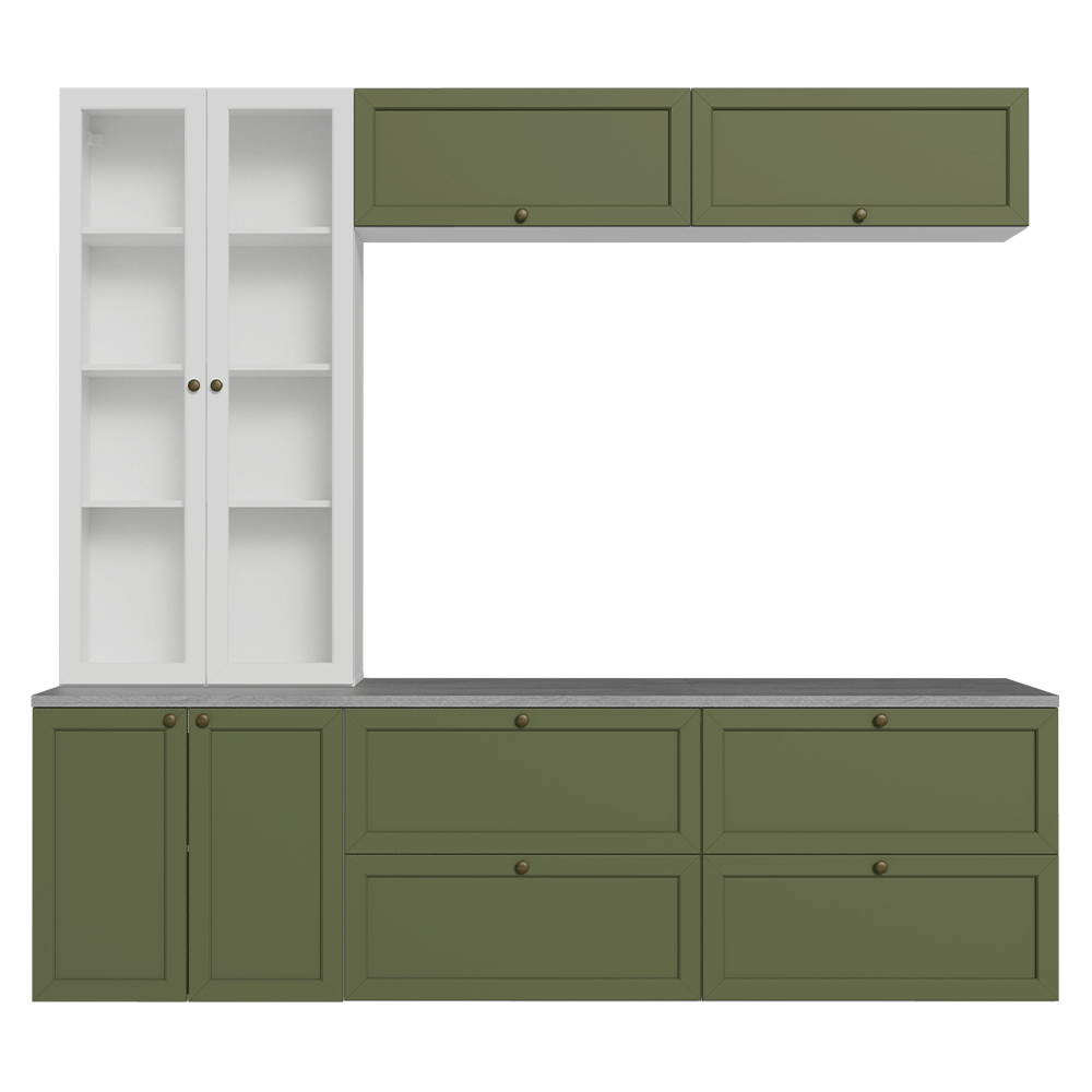 Centros de Entretenimiento con Rack + Cristaleiro 230 cm Blanco/Verde/Blanco Vik Madesa 01