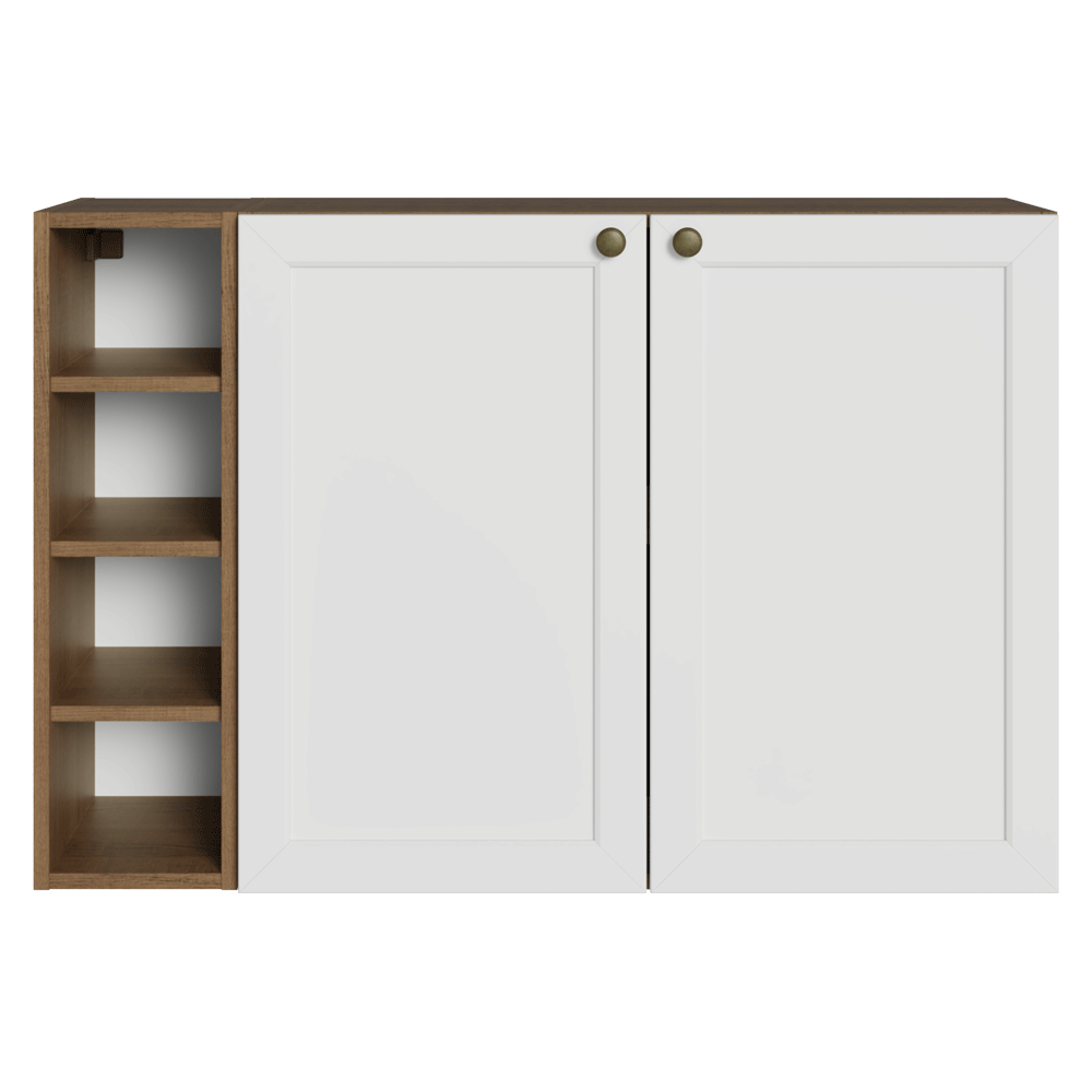 Aparador Vajillero con Bodega para botellas 100cm 2 Puertas Marrón/Blanco Vik 16