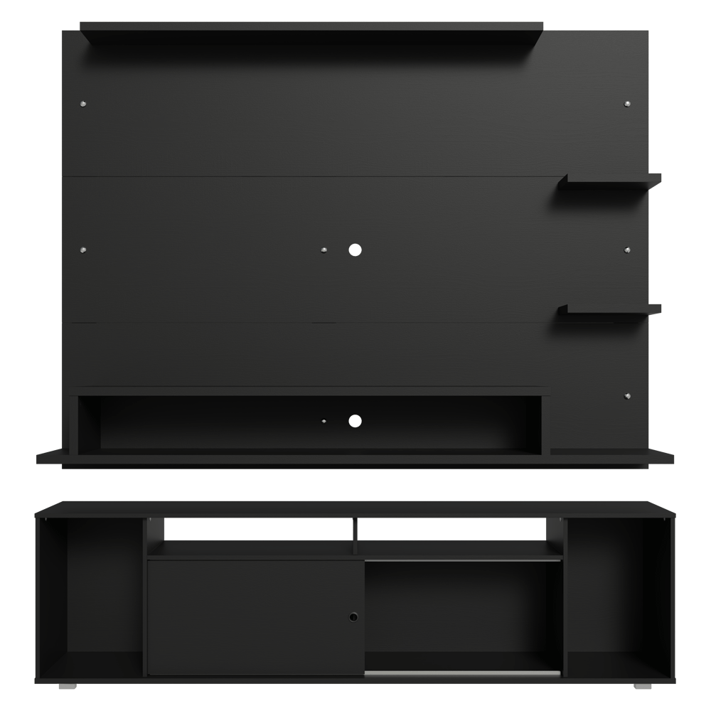 Rack con Panel para TV hasta 60 Pulgadas 180 cm Negro Cancun Madesa