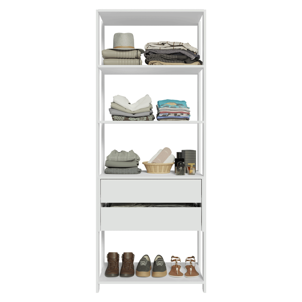 Placard Abierto Madesa Valencia 2 Cajones 4 Niveles 0.70 m x 1.80 m Blanco