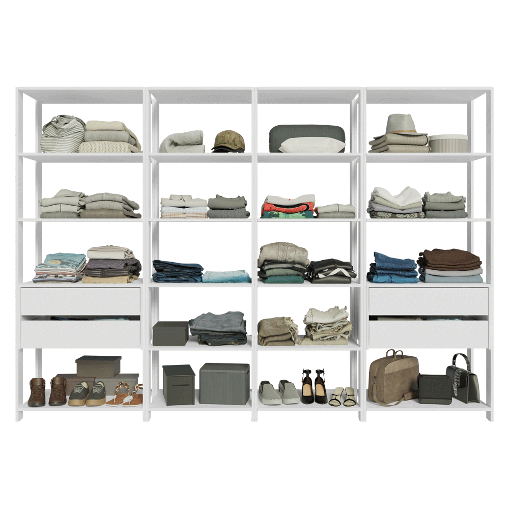 Placard Modulado 258 cm 4 Cajones Valencia Blanco 06