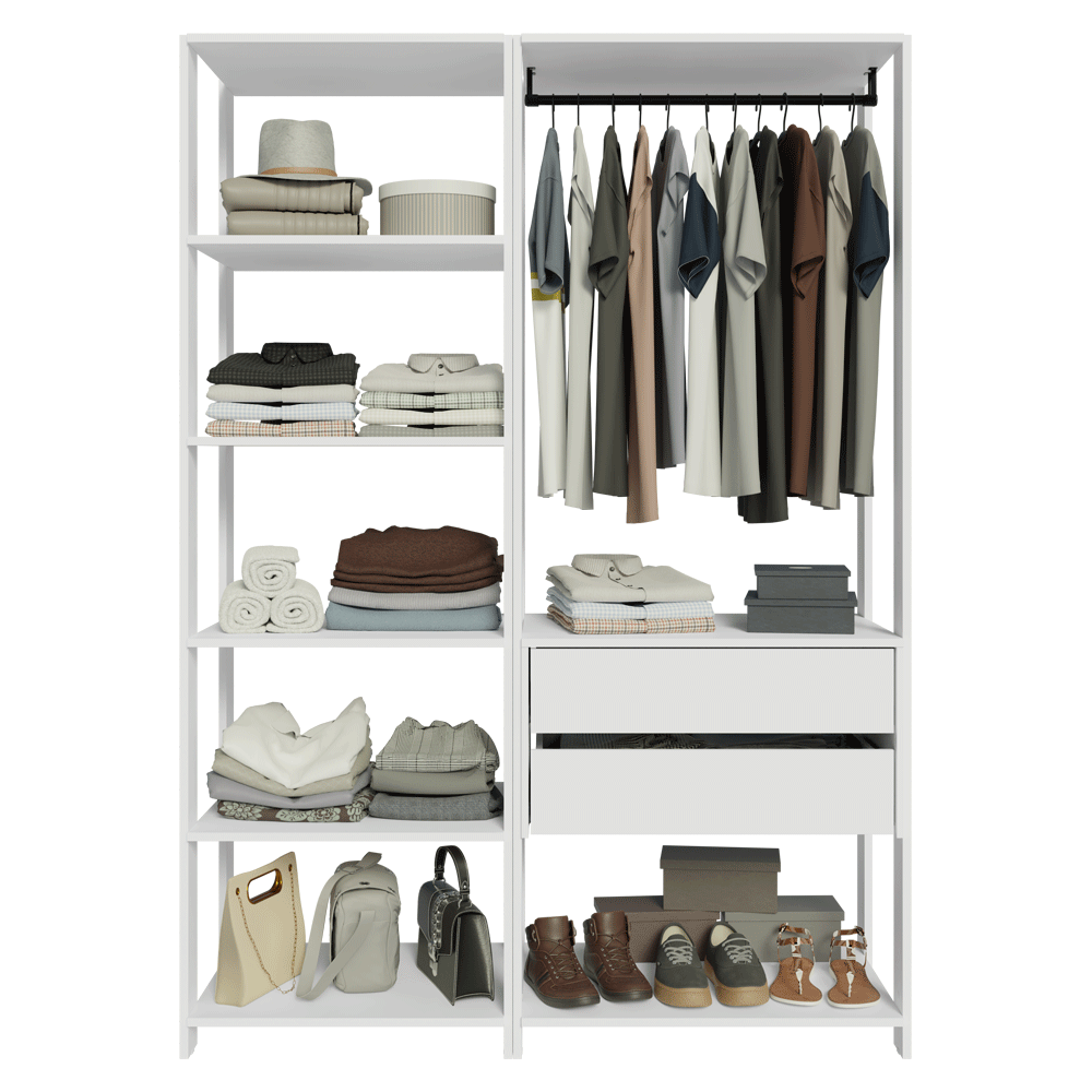 Placard Ropero Modulado 2 Cajones 129 cm Blanco Valencia Madesa