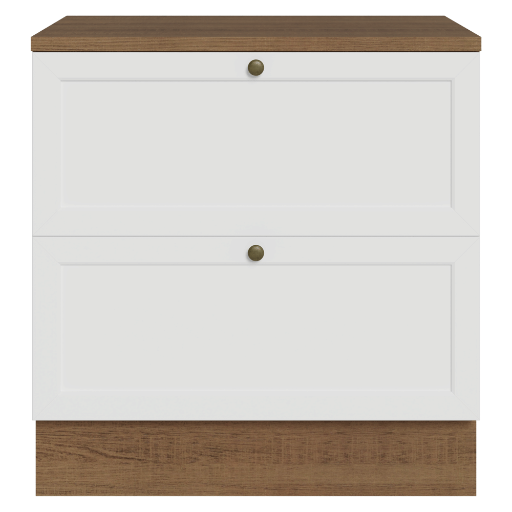 Bajo Mesada de Cocina 80 cm 2 Cajones Marrón/Blanco Vik Madesa