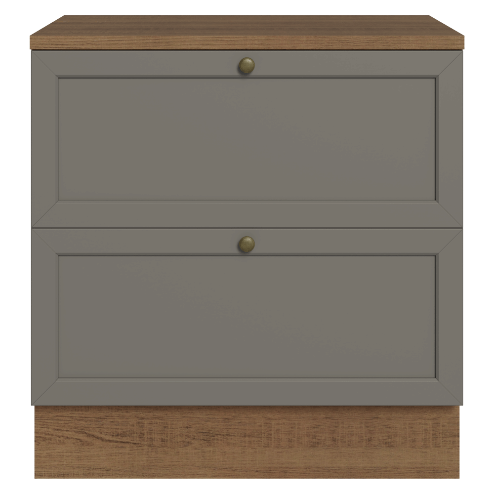 Bajo Mesada de Cocina 80 cm 2 Cajones Marrón/Gris Vik Madesa