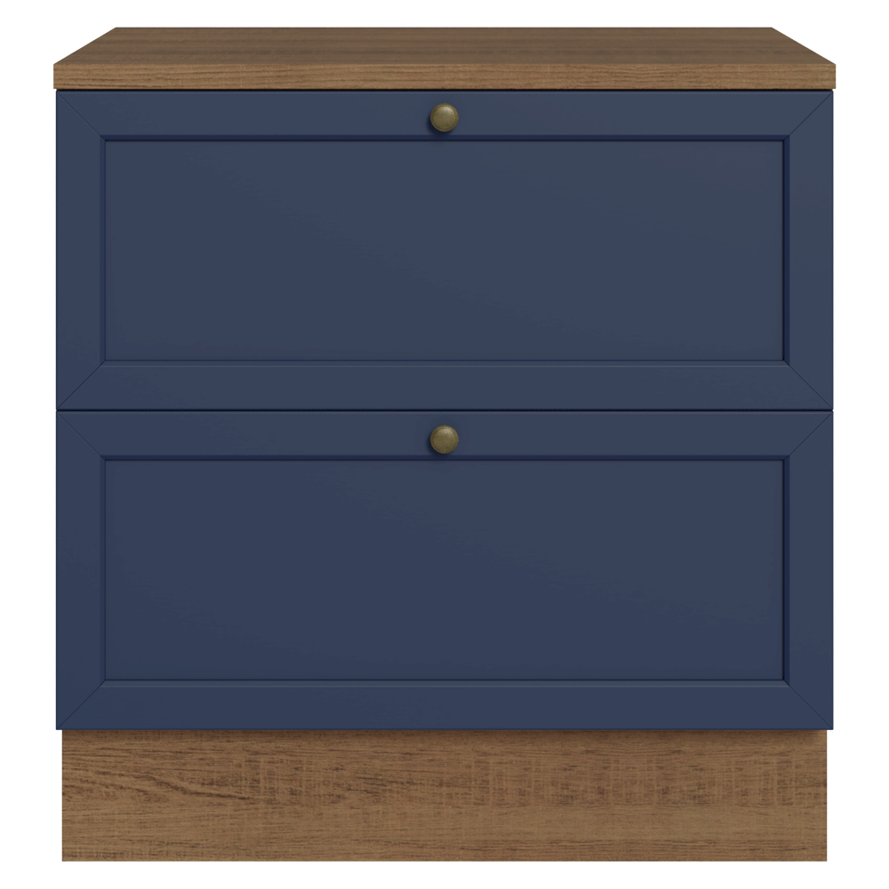 Bajo Mesada de Cocina 80 cm 2 Cajones Marrón/Azul Vik Madesa