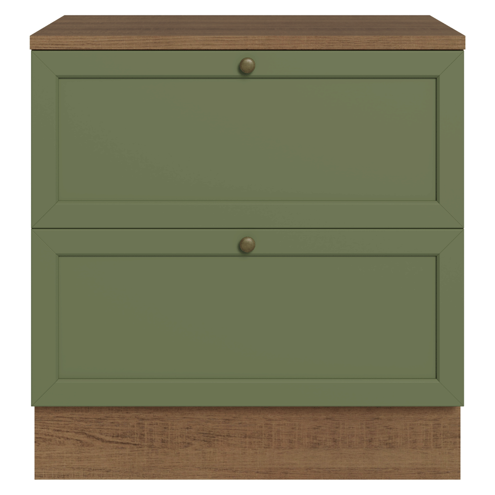 Bajo Mesada de Cocina 80 cm 2 Cajones Marrón/Verde Vik Madesa