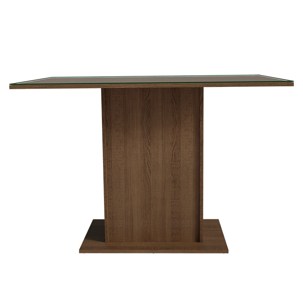 Conjunto Comedor Mesa Mesada de Vidro 4 Sillas Marrón/Hibiscos Camélia Madesa