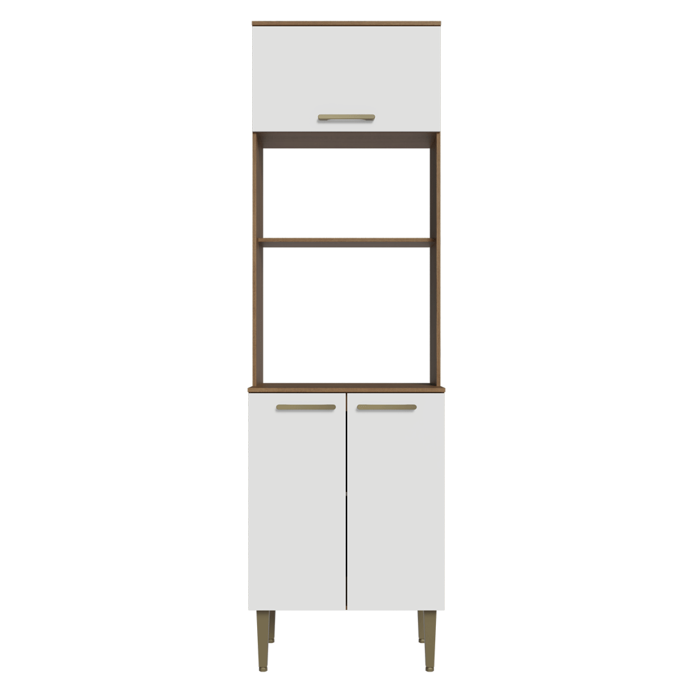 Mueble para Horno/Microondas 60 cm 3 Puertas Marrón/Blanco Lille Madesa