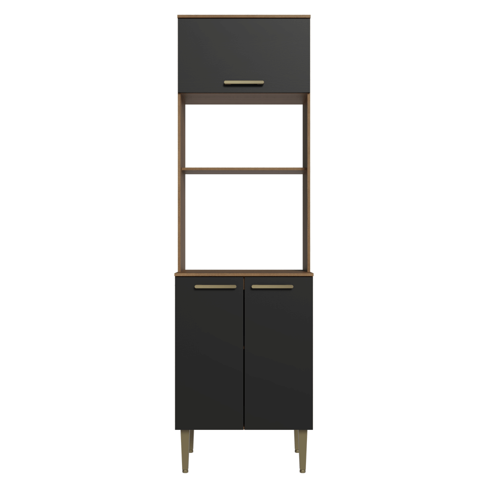 Mueble para Horno/Microondas 60 cm 3 Puertas Marrón/Negro Lille Madesa