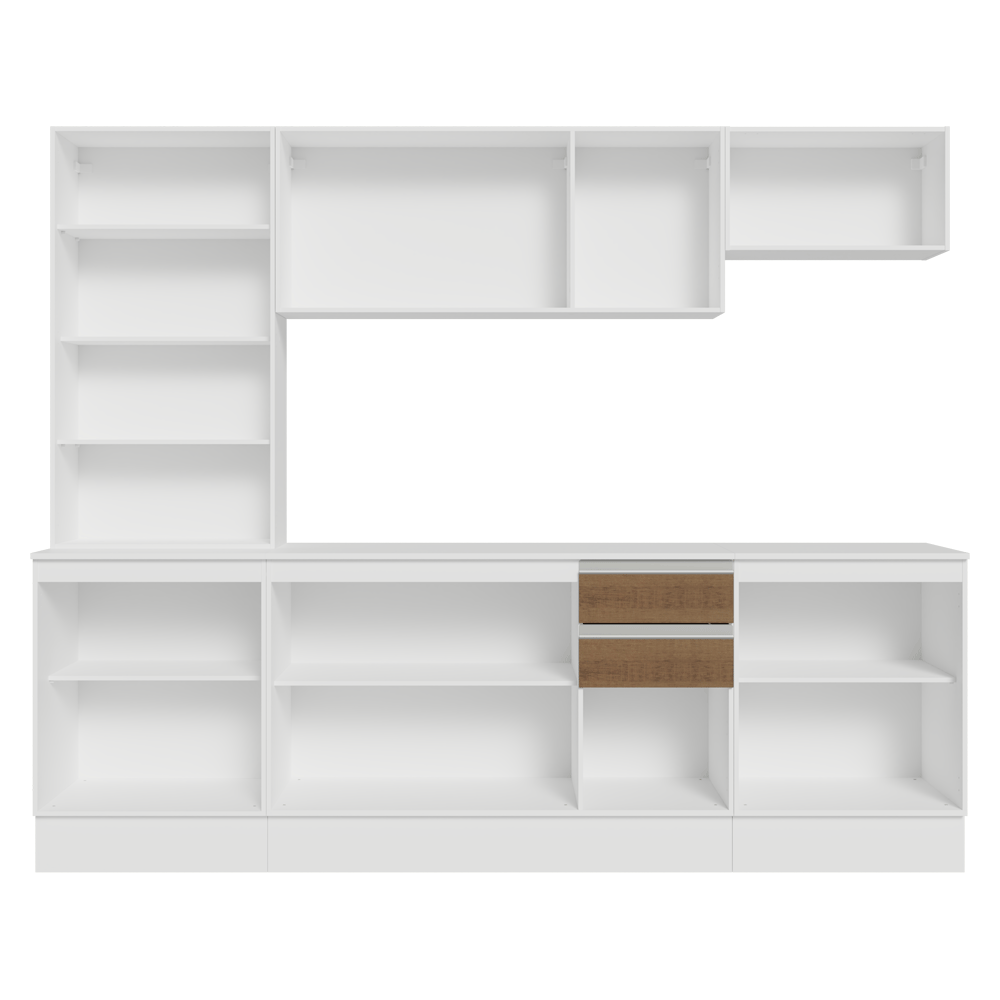 Combo de Cocina 240 cm Smart 100% MDF Blanco/Marrón/Crema 01