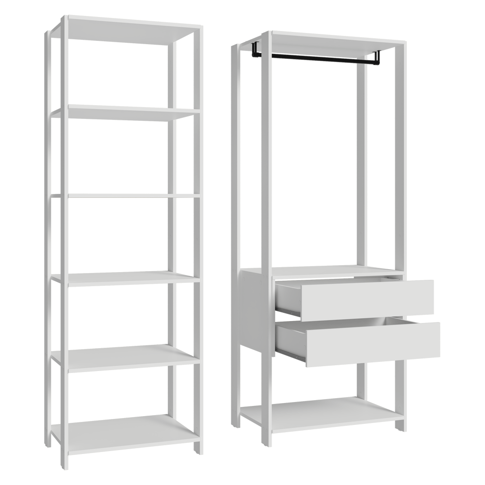 Placard Ropero Modulado 2 Cajones 129 cm Blanco Valencia Madesa