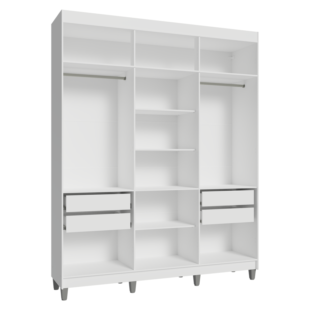 Placard Matrimonial con Patas 180 cm Sin Puertas 4 Cajones Venus Blanco