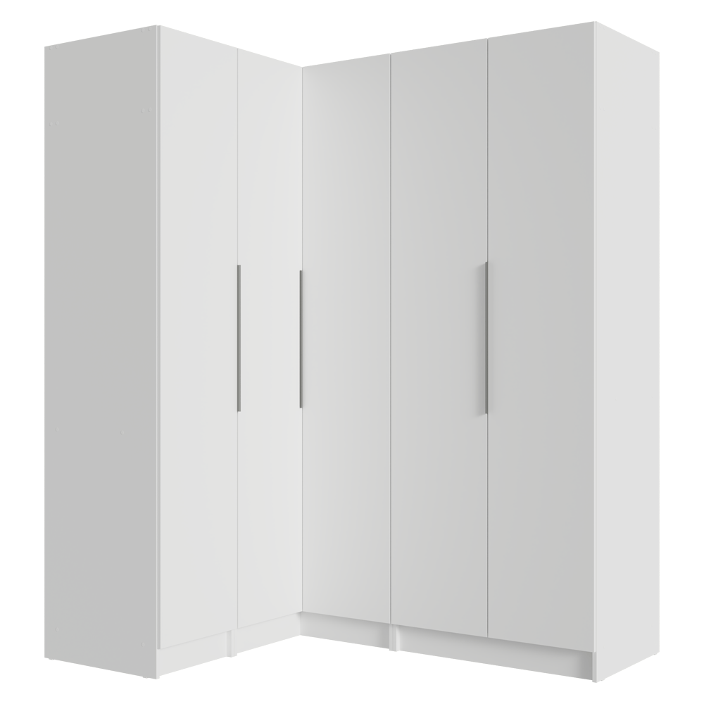 Placard de Esquina Matrimonial 310 cm 5 Puertas 2 Cajones Neo Blanco 01