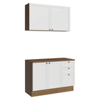 Cocina Compacta 120 cm 4 Puertas 3 Cajones Marrón/Blanco Vik Madesa