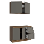 Cocina Compacta 120 cm 4 Puertas 3 Cajones Marrón/Gris Vik Madesa