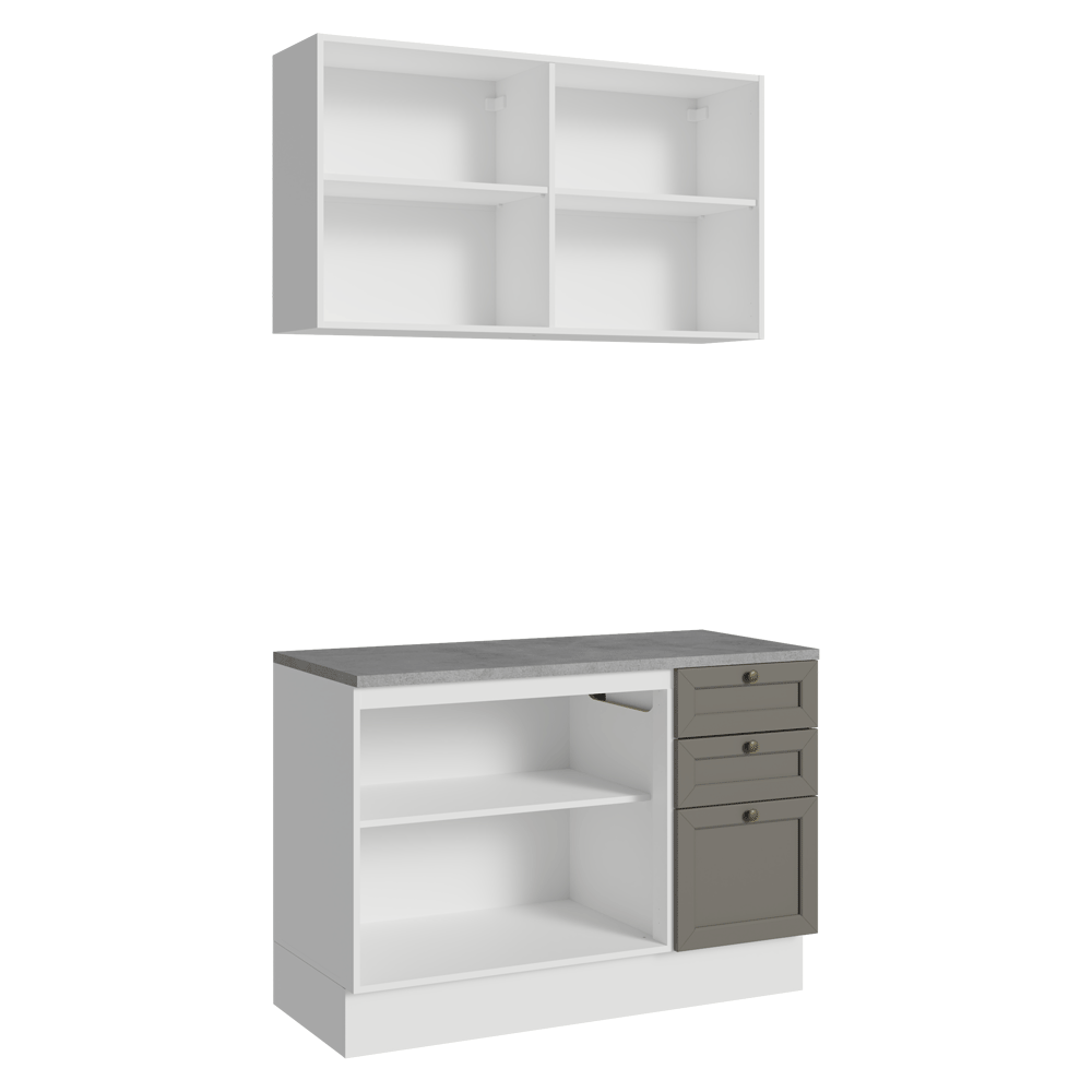 Cocina Compacta 120 cm Vik Blanco/Gris 01