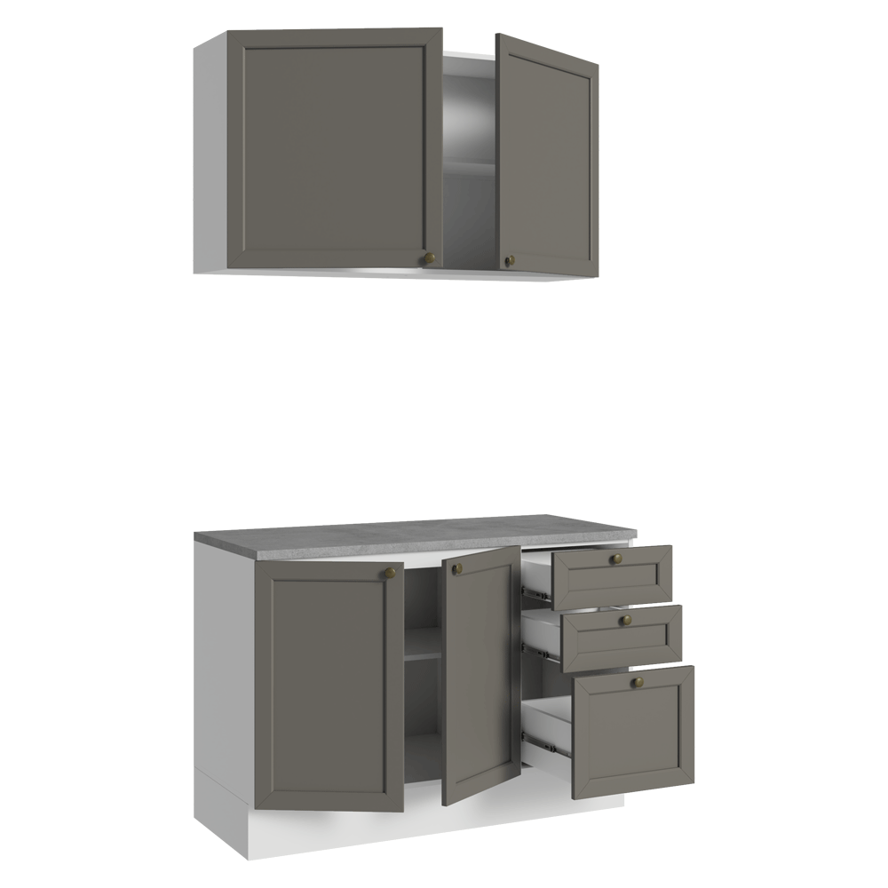 Cocina Compacta 120 cm Vik Blanco/Gris 01