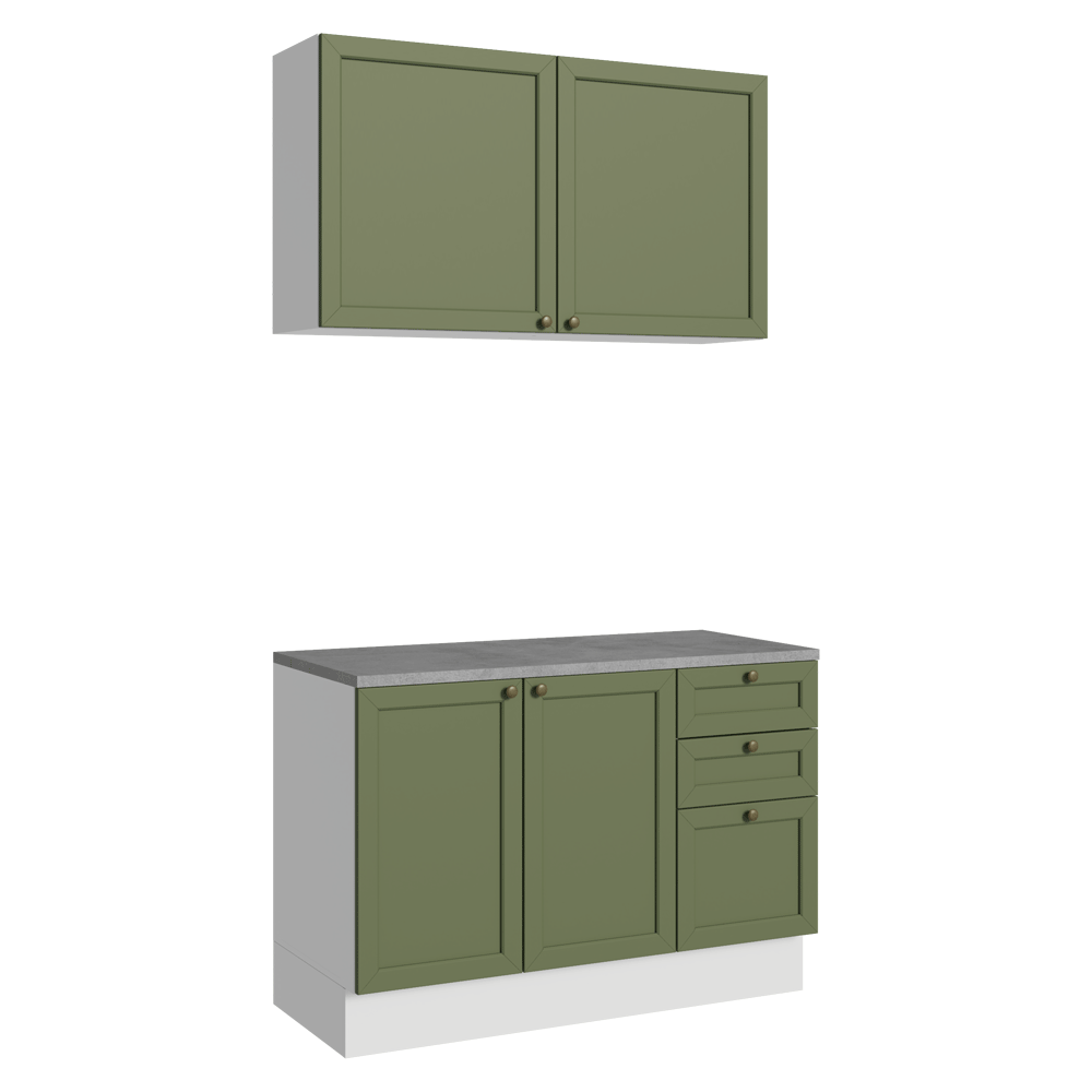 Cocina Compacta 120 cm Vik Blanco/Verde 01