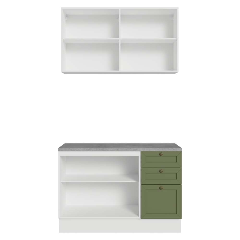 Cocina Compacta 120 cm Vik Blanco/Verde 01