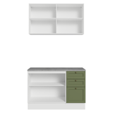 Cocina Compacta 120 cm Vik Blanco/Verde 01