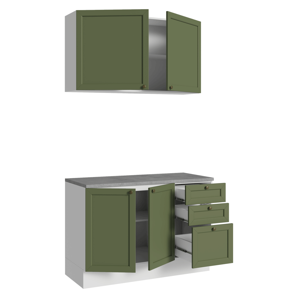 Cocina Compacta 120 cm Vik Blanco/Verde 01