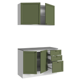Cocina Compacta 120 cm Vik Blanco/Verde 01
