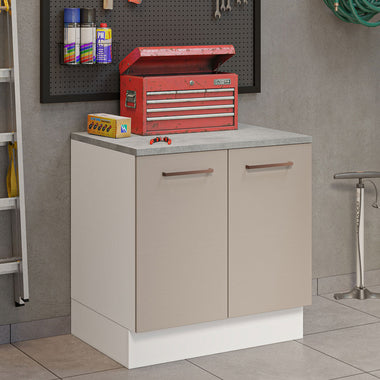 Bajo Mesada Multiuso 80 cm 2 Puertas Blanco/Crema Agata Madesa