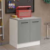 Bajo Mesada Multiuso 80cm 2 Puertas Blanco/Gris Agata