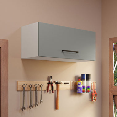 Alacena Multiuso 80 cm 1 Puerta Rebatible Blanco/Gris Agata Madesa