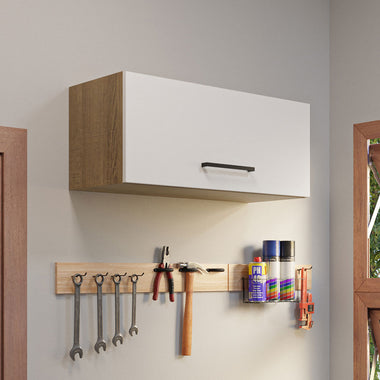 Alacena Multiuso 80 cm 1 Puerta Rebatible Marrón/Blanco Agata Madesa