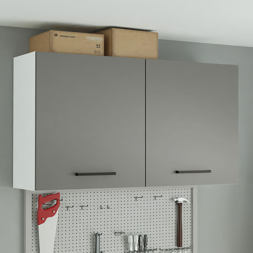Gabinete Superior Multiuso Garaje 120cm Blanco/Gris Agata