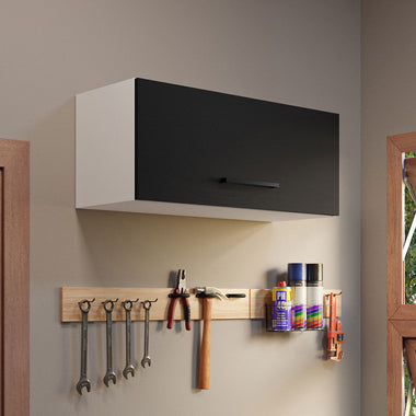Alacena Multiuso 80 cm 1 Puerta Rebatible Blanco/Negro Agata Madesa