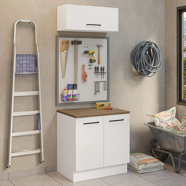 Kit con Bajo Mesada y Alacena Multiuso 80 cm Blanco/Marrón Agata Madesa