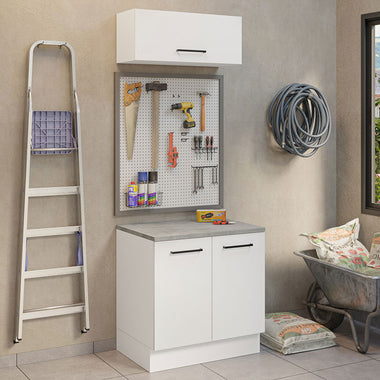 Kit con Bajo Mesada y Alacena Multiuso 80 cm Blanco Agata Madesa