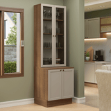 Combo Bajo Mesada + Cristalero 70 cm Marrón/Crema Vik Madesa 01