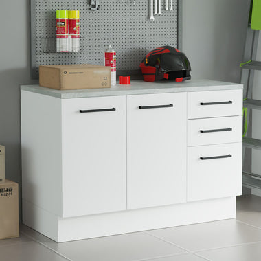 Bajo Mesada Multiuso 120 cm 2 Puertas 3 Cajones Blanco Agata Madesa