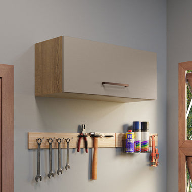 Alacena Multiuso 80 cm 1 Puerta Rebatible Marrón/Crema Agata Madesa