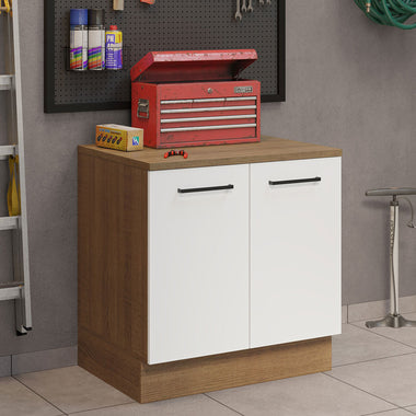 Bajo Mesada Multiuso 80 cm 2 Puertas Marrón/Blanco Agata Madesa